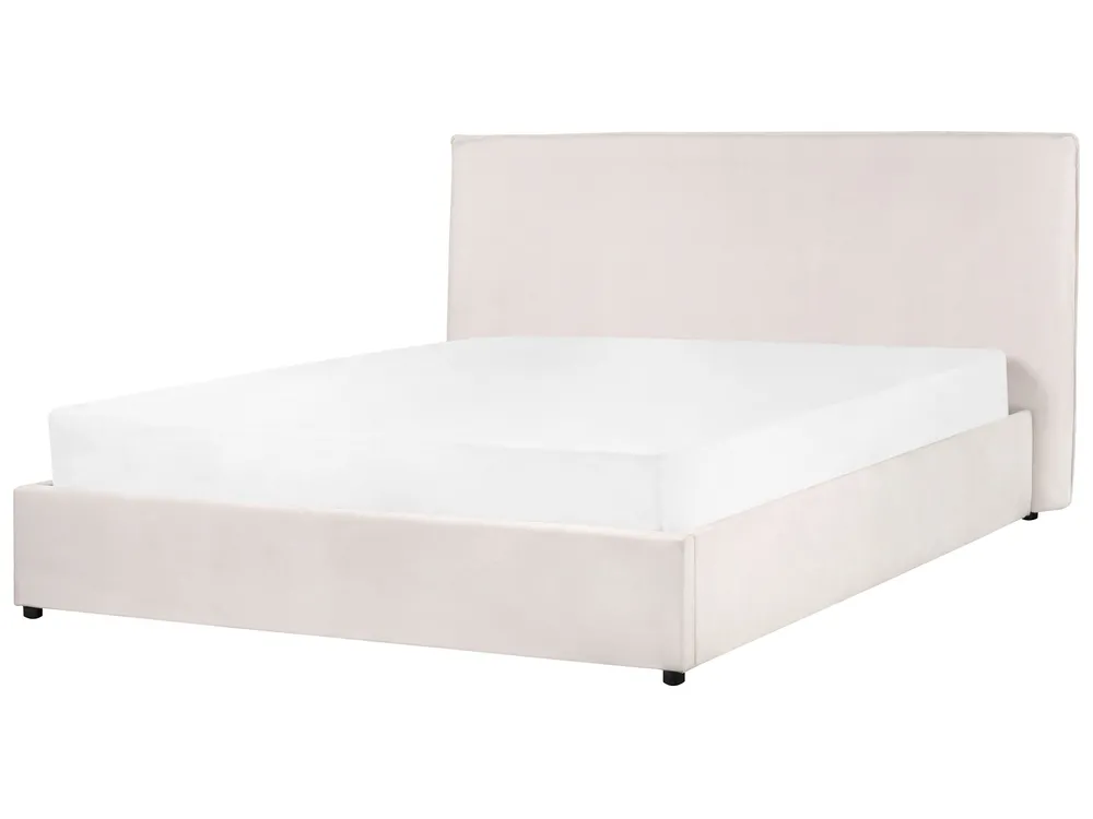 Ottoman Bed LAVAUR Velvet Off-White 160 x 200 cm (EU King Size)_870932