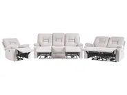 Sofa Set elektrisch verstellbar 6-Sitzer BERGEN mit USB-Anschluss Samtstoff Hellbeige_1064813