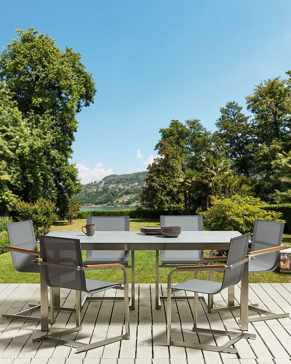 Gartenstuhl 6er Set COSOLETO Edelstahl Grau_1172180