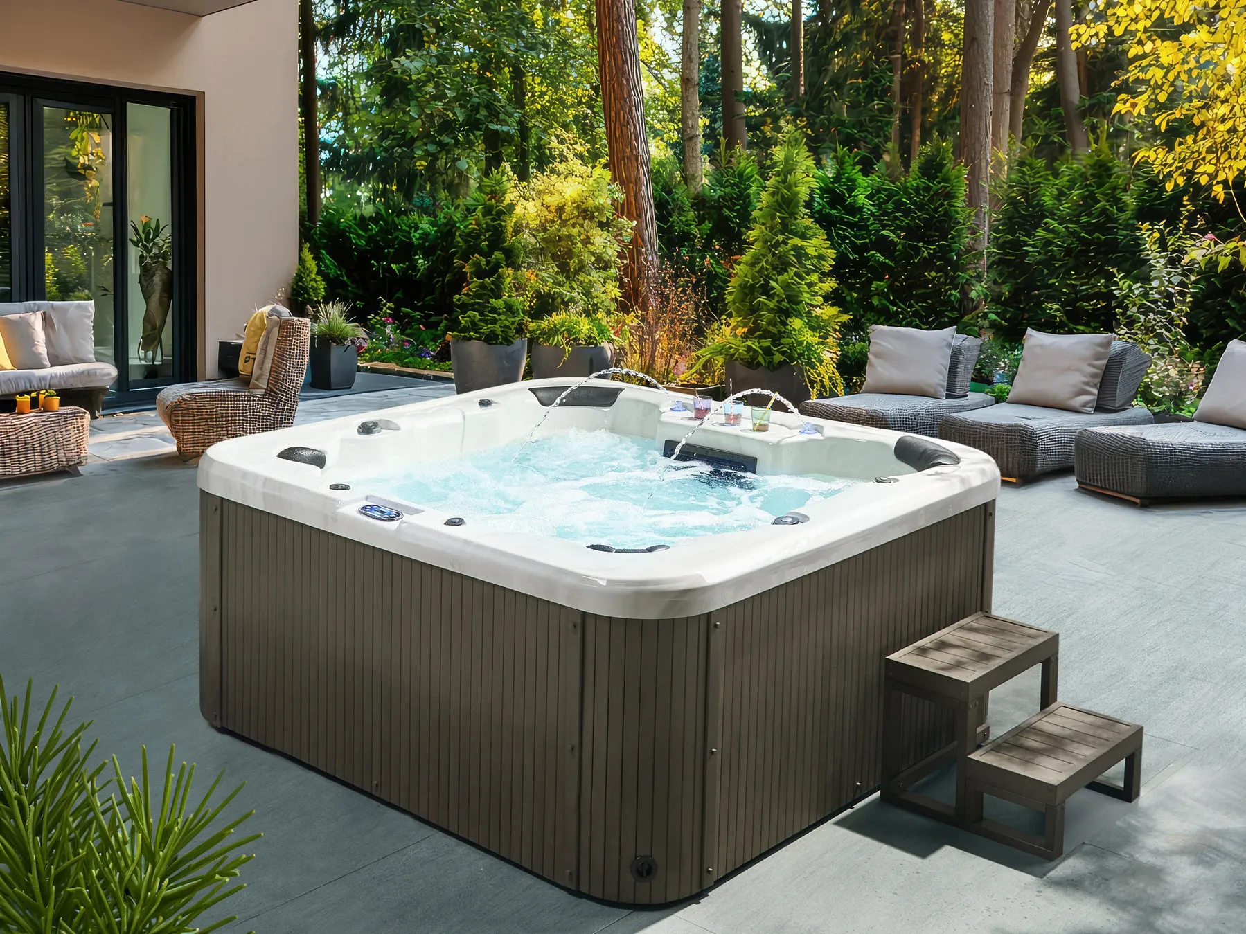 Outdoor Whirlwanne mit LED VILLARRICA Weiß_965288