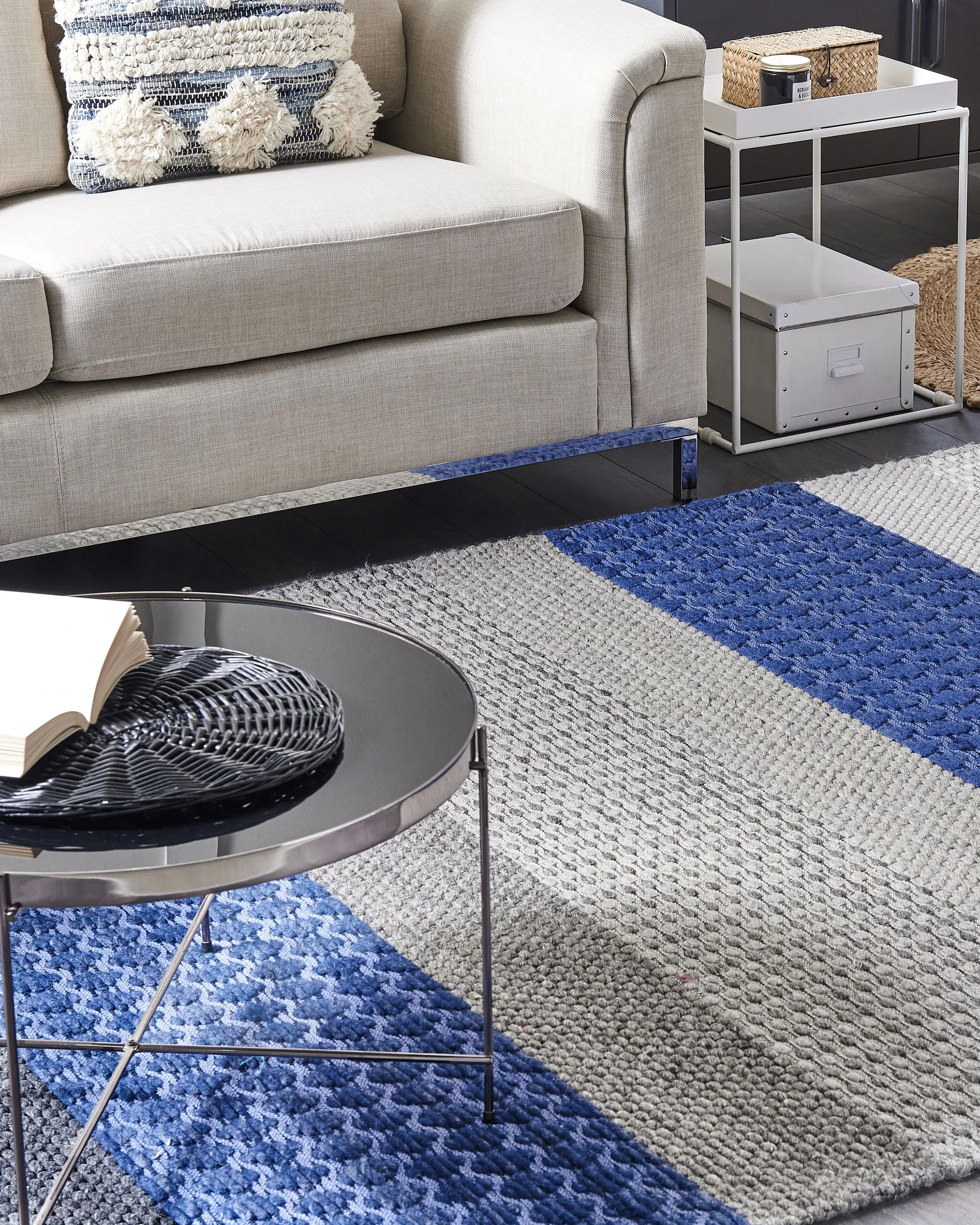 Teppich AKKAYA Blau 160 x 220 cm Wolle_823286