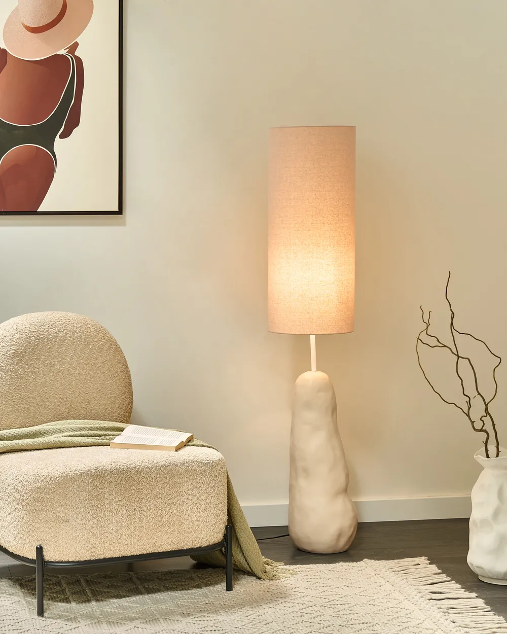 Stehlampe SELB Keramik Hellbeige