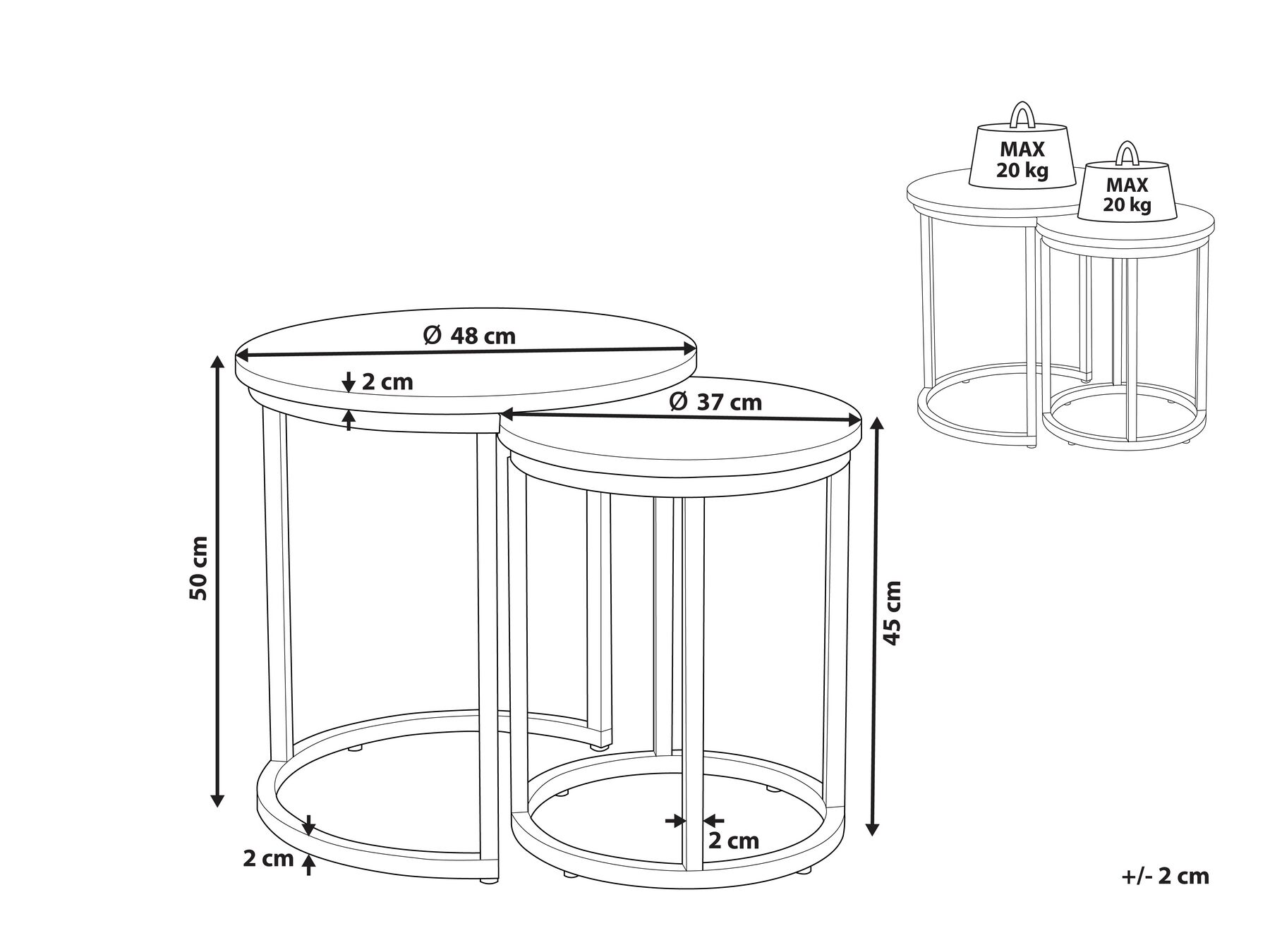 Set of 2 Side Tables DIXIE Grey Concrete Effect_815095