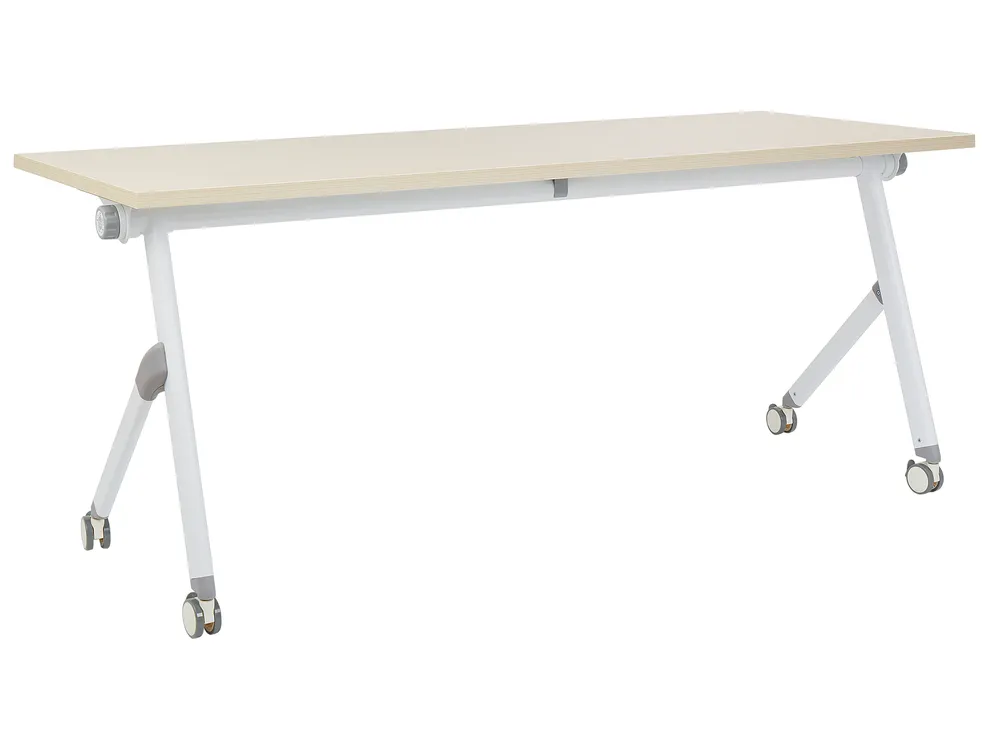 Zusammenklappbarer Schreibtisch BENDI 180 cm 60 cm mit Rädern Hellbraun