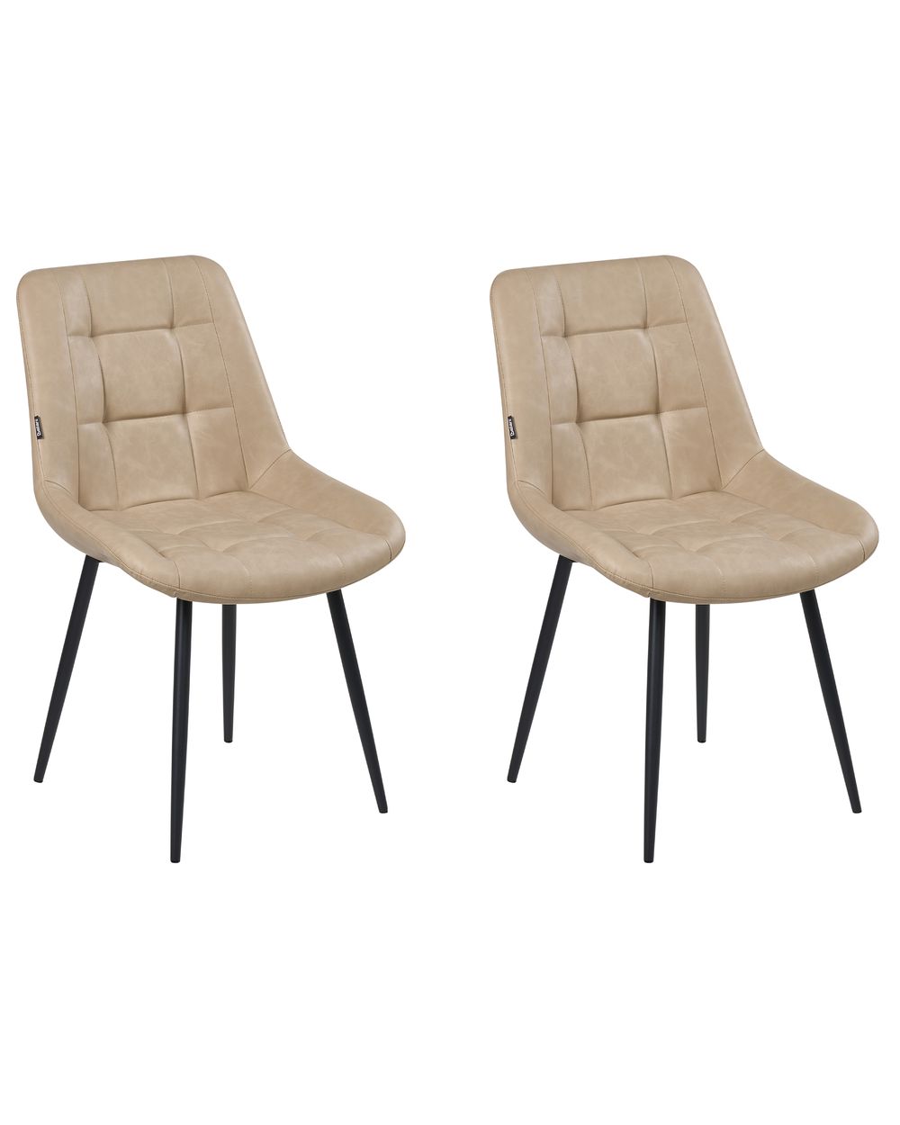 Lot de 2 chaises de salle à manger MELROSE Cuir PU Beige