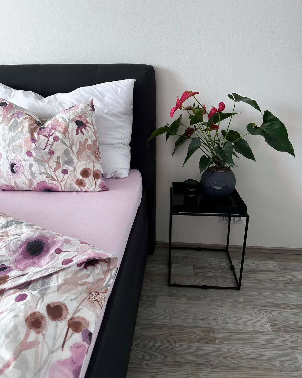Spannbettlaken JANBU 140 x 200 cm Baumwolle Pastellrosa_929922