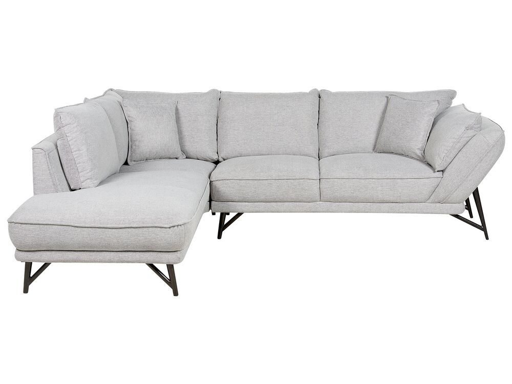 Corner Sofa 3 Seater ELGA Linen Light Grey Right Hand