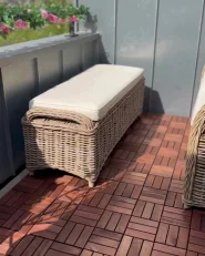 Gartenbank mit Auflage SUSUA 150 cm Rattan Naturfarben_994097