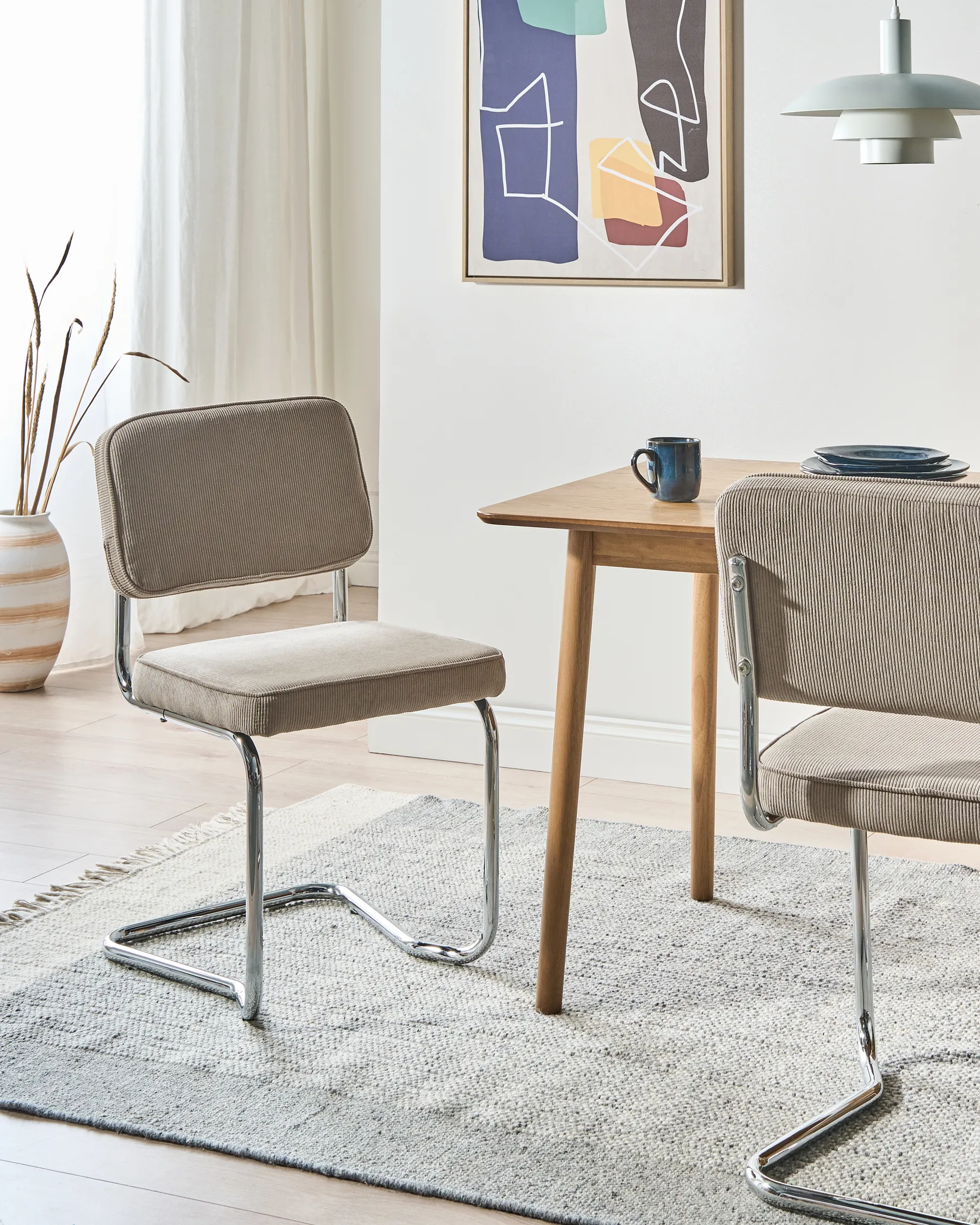Set of 2 Dining Chairs IRWIN Corduroy Taupe_970316