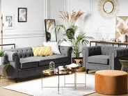 Sofa 3 Seater CHESTERFIELD Fabric Grey_720192