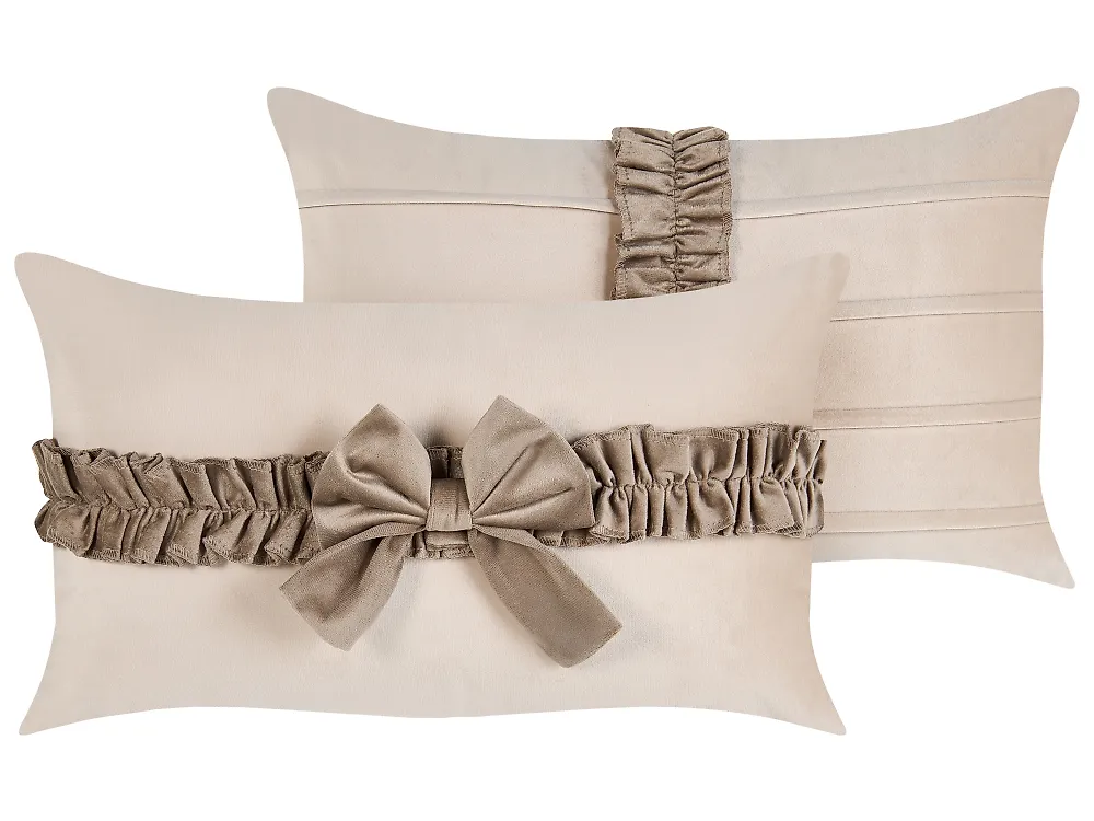 Dekokissen 2er Set BELLE 30 x 50 cm Samtstoff Hellbeige Ohne Muster