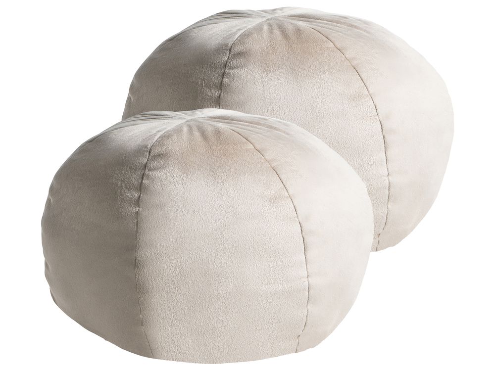 Set van 2 sierkussens SALVIA 33 x 33 cm Fluweel Gebroken wit effen