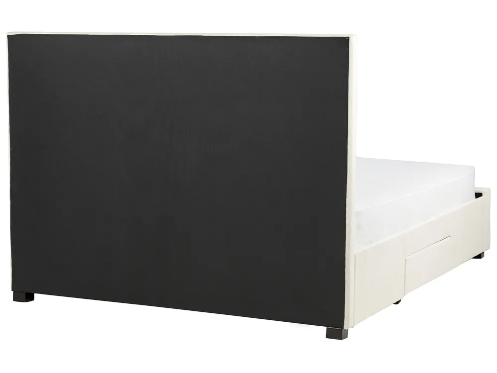 Bed with Storage Drawers LIEVIN Velvet Light Beige 160 x 200 cm (EU King Size)_902430