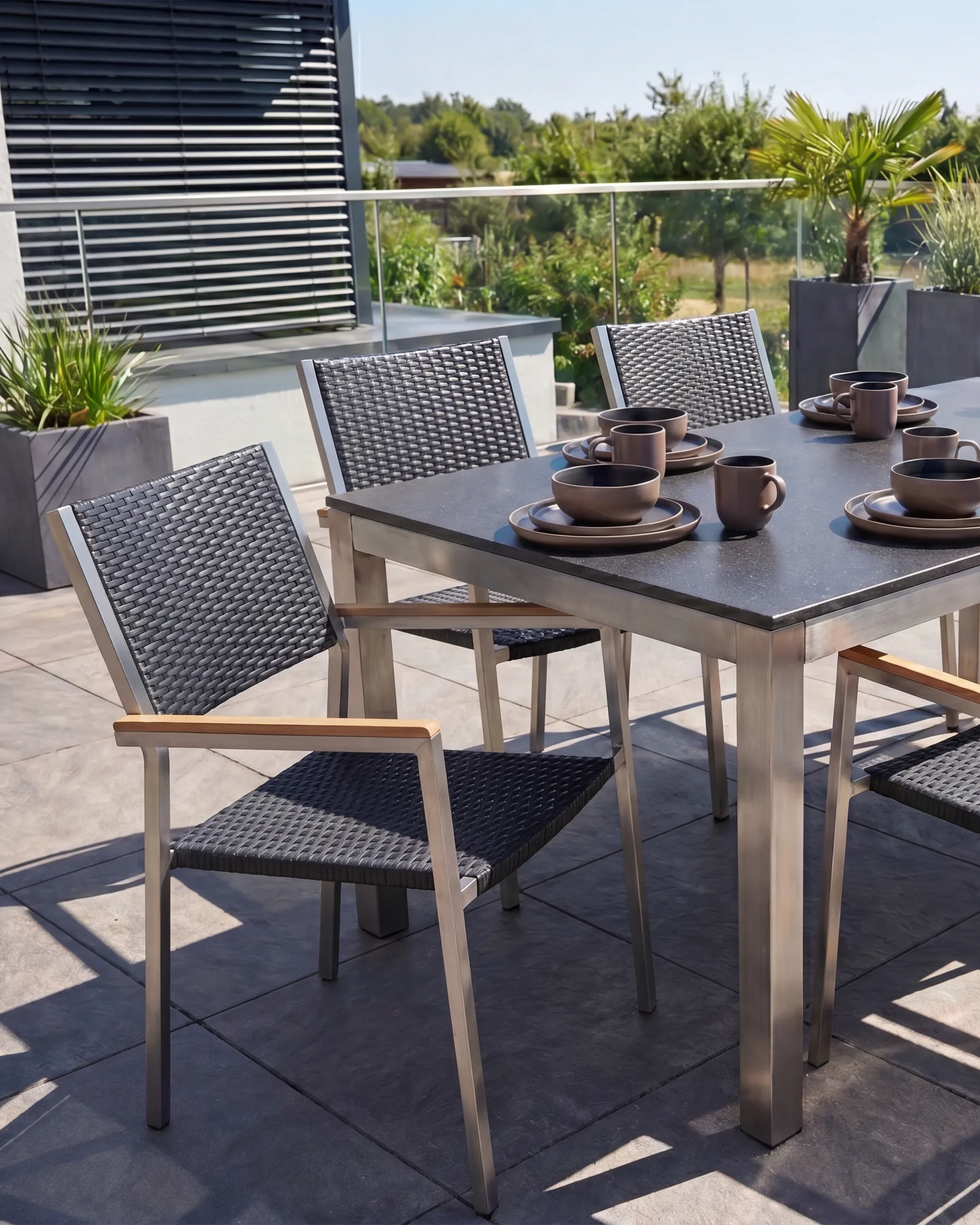 Gartenstuhl 4er Set GROSSETO Polyrattan Schwarz_818416