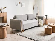 Schlafsofa 3-Sitzer KVAM mit Stauraum Stoff Grau_1021925