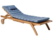 Sonnenliege mit Kissen CESANA PREMIUM mit Relaxfunktion Akazienholz Blau_1070539