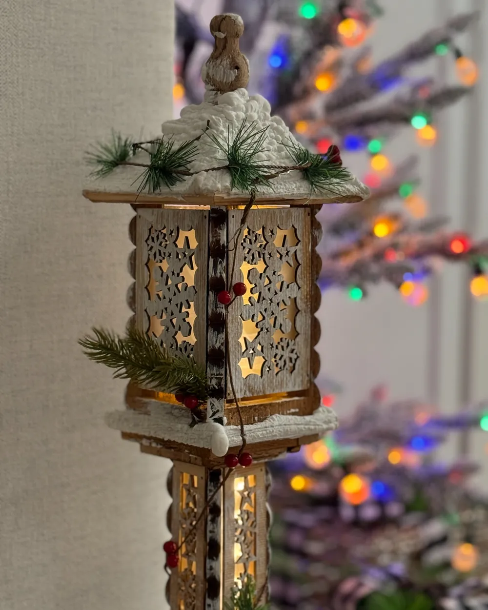 Weihnachtsdekoration LED LENTIRA 80 cm Pollerleuchte Hellbraun_1046155