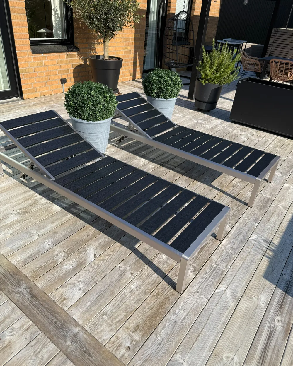 Sonnenliege NARDO mit Relaxfunktion Metall Schwarz / Silber_983720