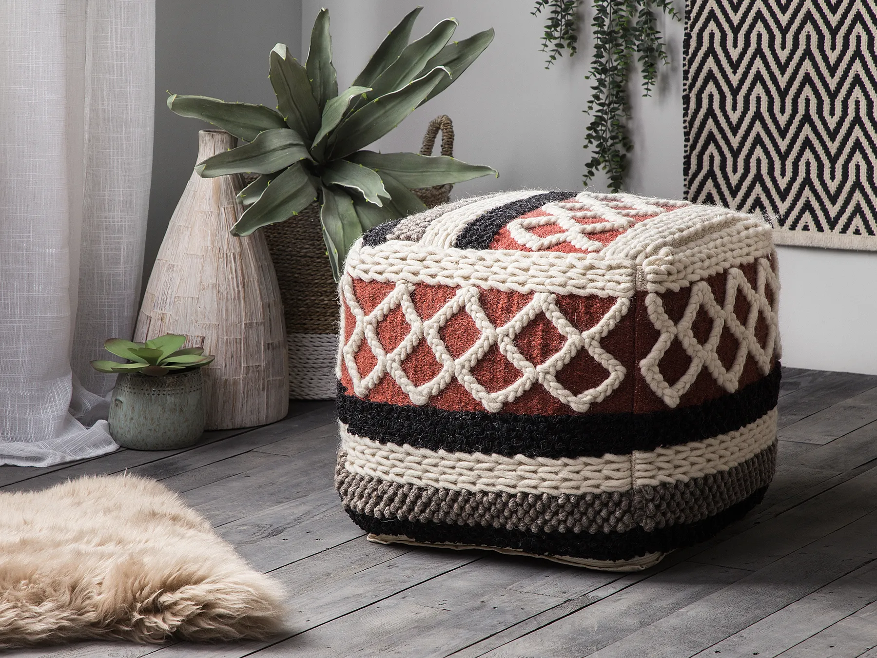 Pouf SAGAR Baumwolle Bunt_711461