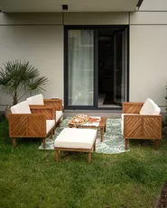 Garden Lounge Set with Table and Ottoman 4 Seater BARATTI Acacia Wood Brown_1020455
