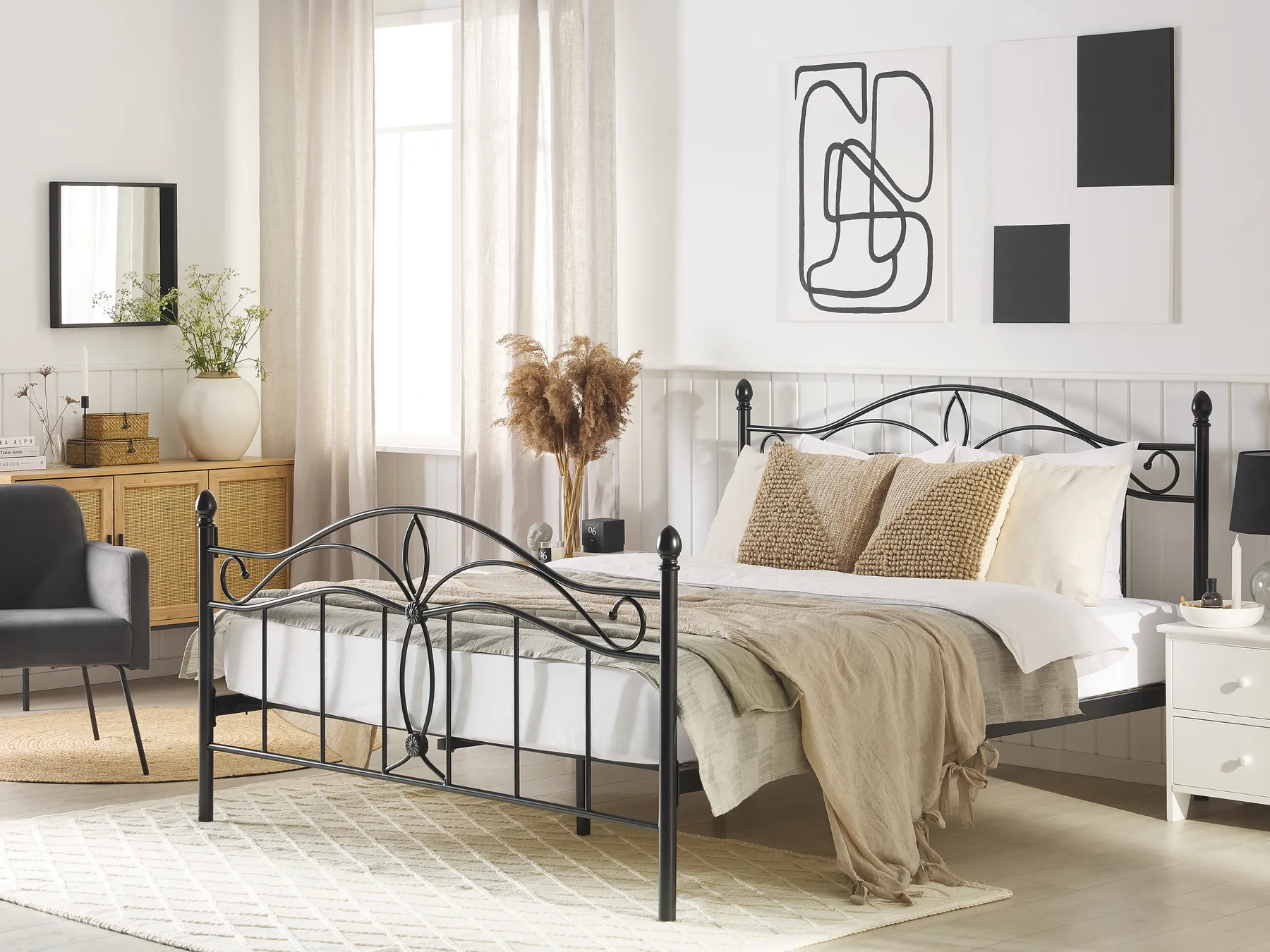 Bett mit Lattenrost Metall ANTLIA 160 x 200 cm Schwarz_806743