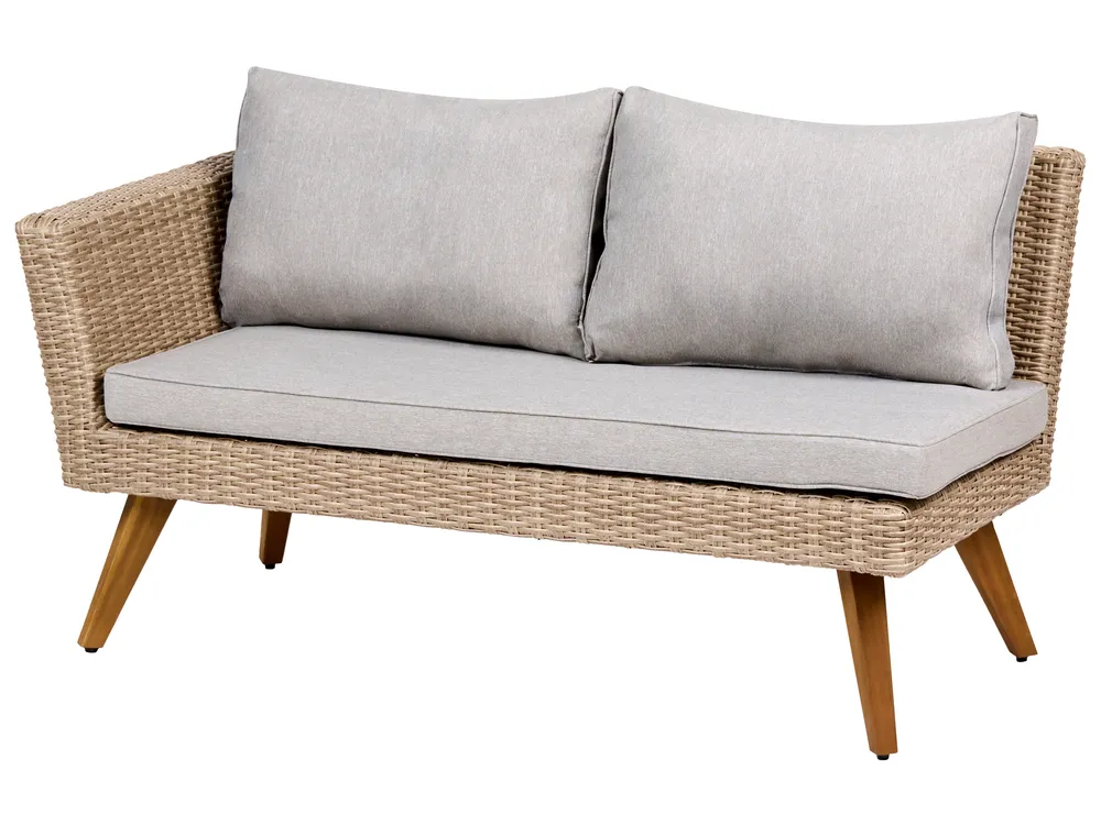 Garden Corner Sofa with Table 6 Seater VITTORIA PE Rattan Grey_1091943