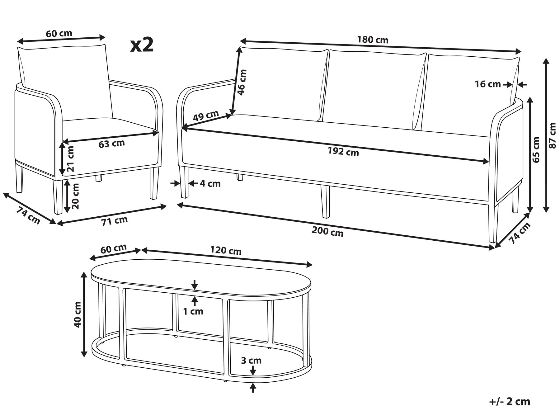 Lounge Set mit Tisch 5-Sitzer MONTEFALCO Metall Weiß_905592