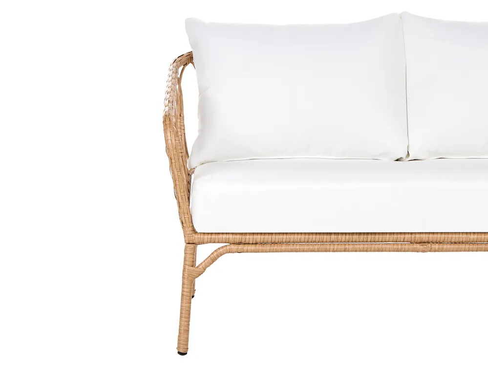 Garden Sofa 2 Seater FOLLO with Bench PE Rattan Light Brown_1079299