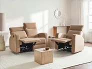 Sofa elektrisch verstellbar 2-Sitzer VERDAL Samtstoff Hellbraun_1081354