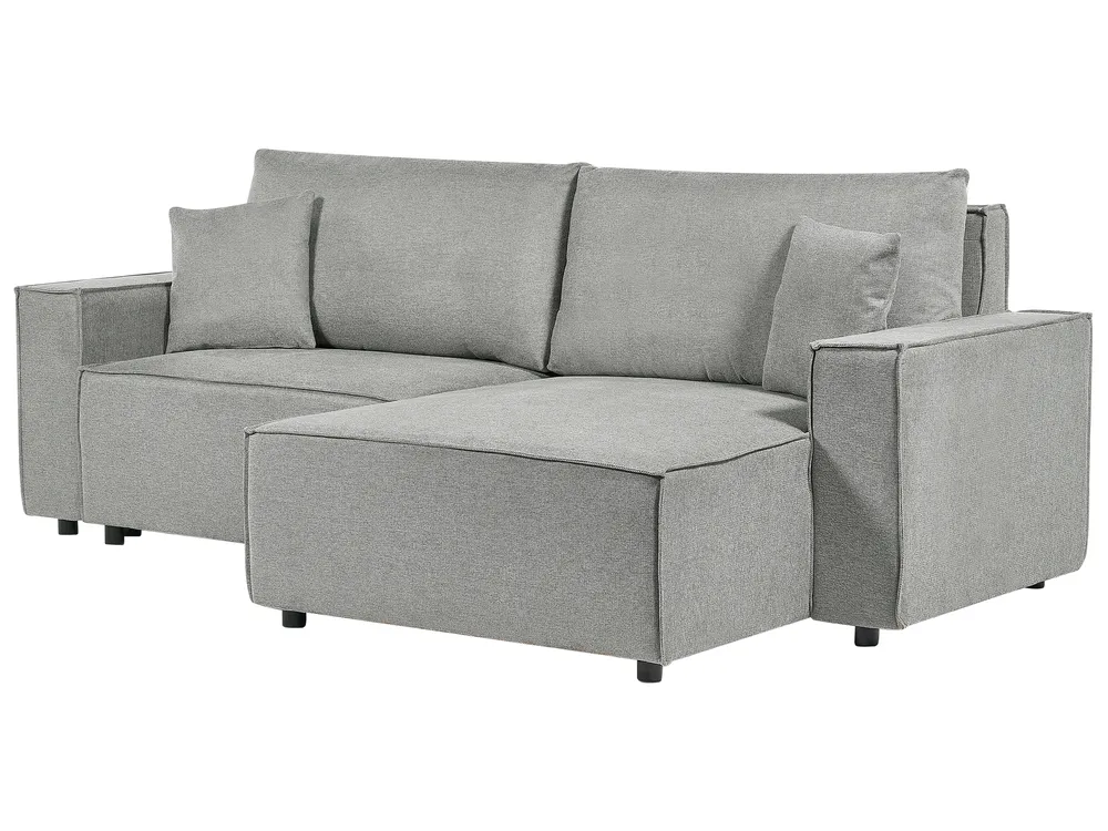 Eckschlafsofa 3-Sitzer KARILA mit Stauraum Stoff Grau linksseitig_886074