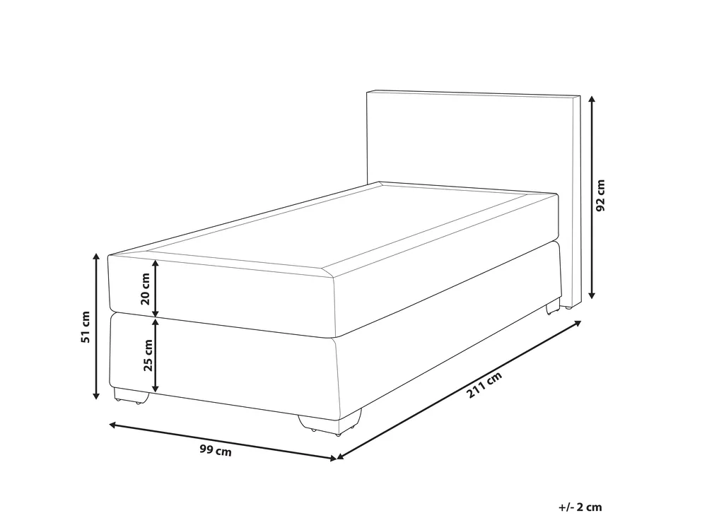 Divan Bed Faux Leather PRESIDENT 90 x 200 cm (EU Single) White_809039