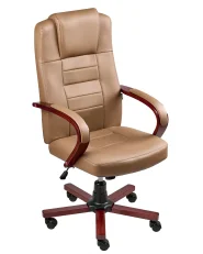 Massagestuhl DIAMOND mit Heizung Echtleder Hellbraun_1016772