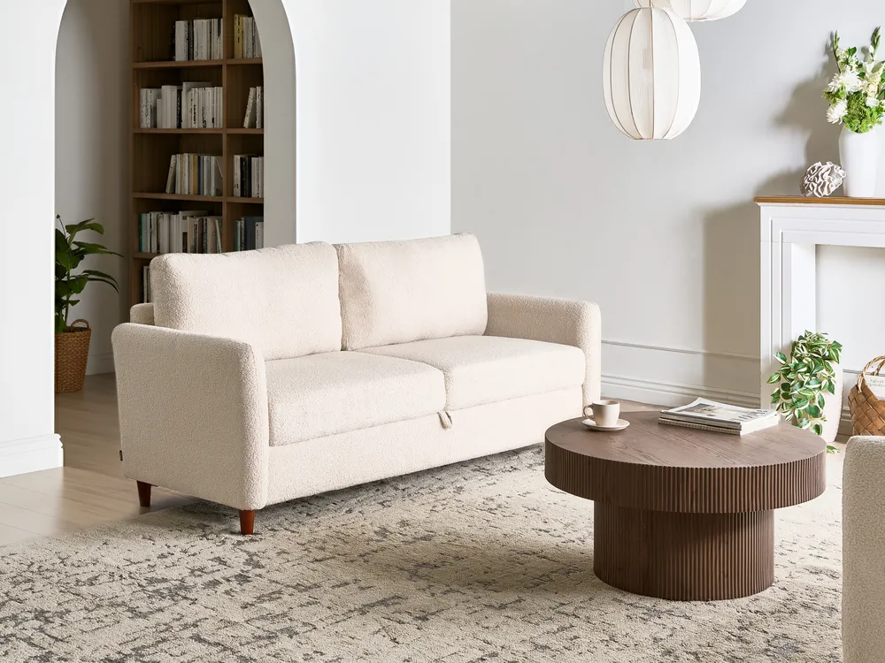 Living Room Set 5 Seater MARE Boucle Beige_1028896