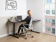 Eckschreibtisch elektrisch höhenverstellbar DESTINES 160 cm 109 cm Schwarz rechtsseitig_927792
