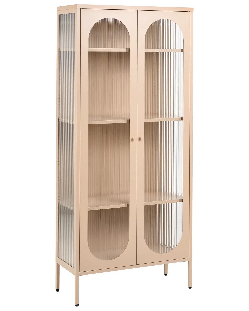 Vitrine mit Glastüren FOXTON 80 cm Metall Beige