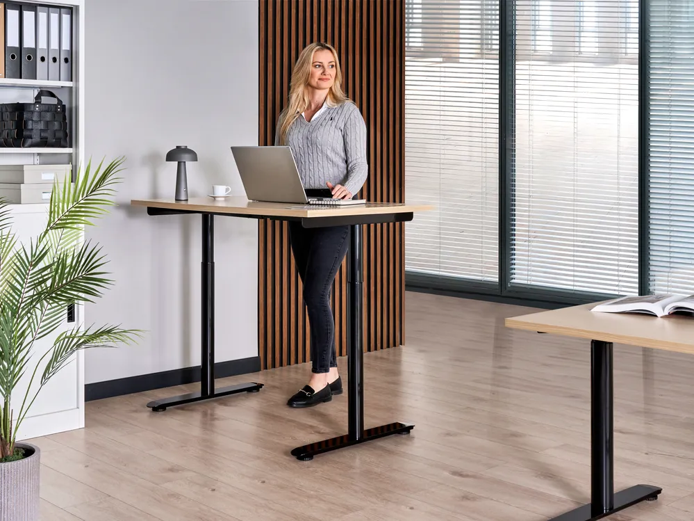 Schreibtisch elektrisch höhenverstellbar DESTINAS 120 cm 72 cm Schwarz / Hellbraun_1000458