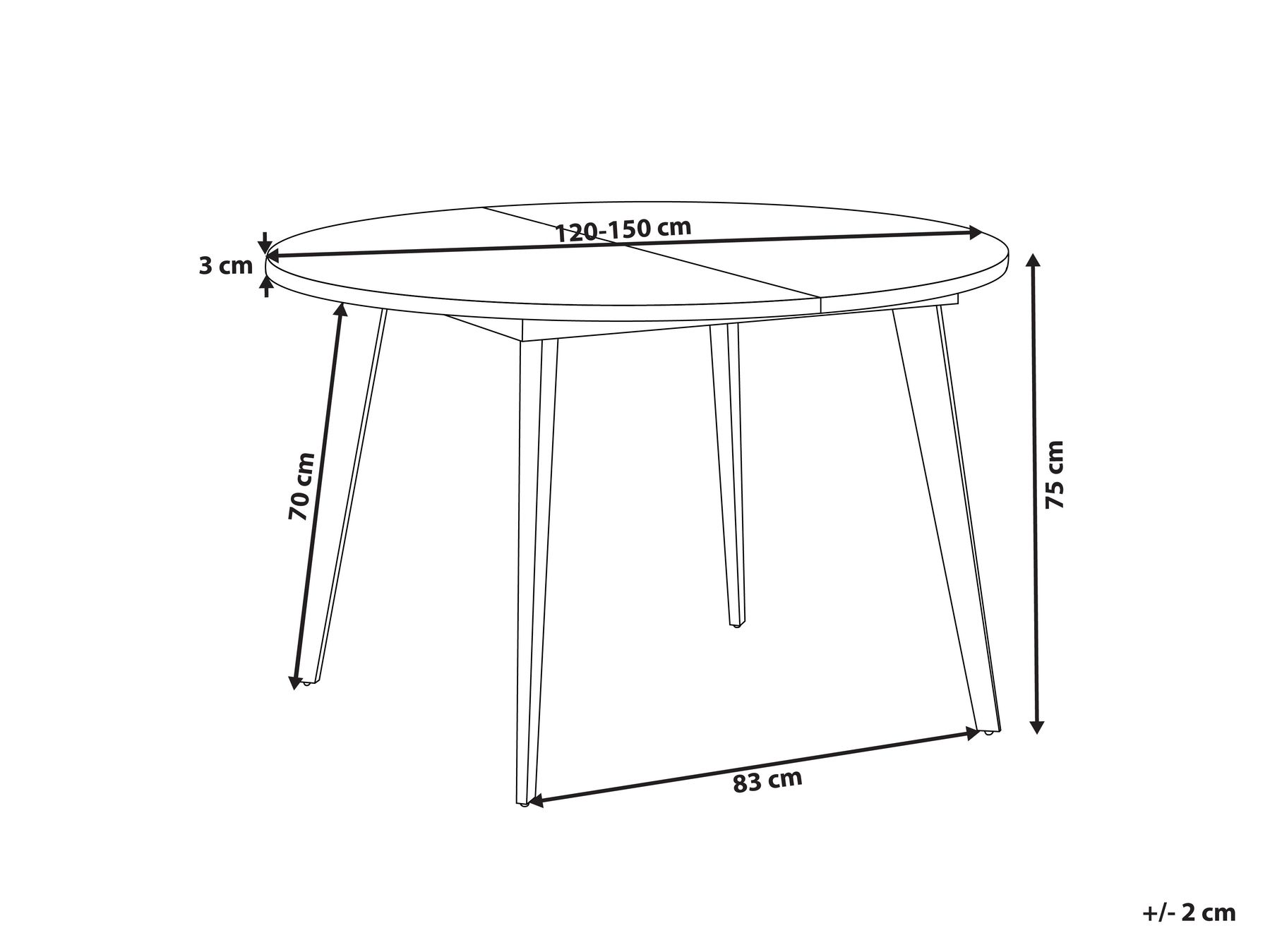 Ausziehbarer Esstisch BOVINA Dunkelbraun 120/150 cm 120 cm_962099