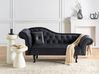 Left-Hand Chaise Longue LATTES II with Cushion Velvet Black