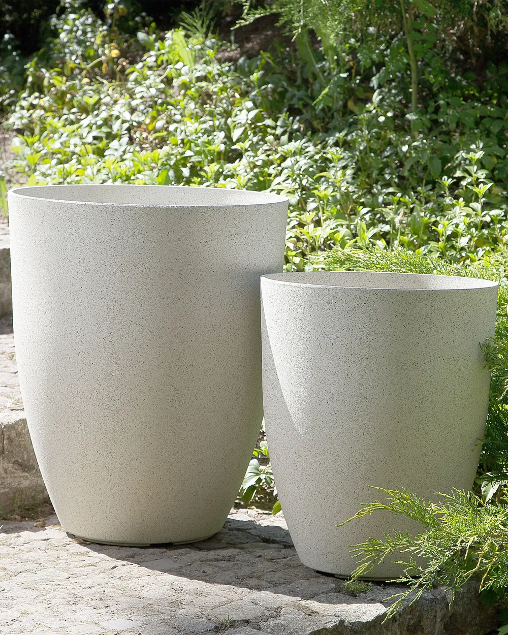Set mit 2 Blumentöpfen CROTON 43 cm Cremeweiß