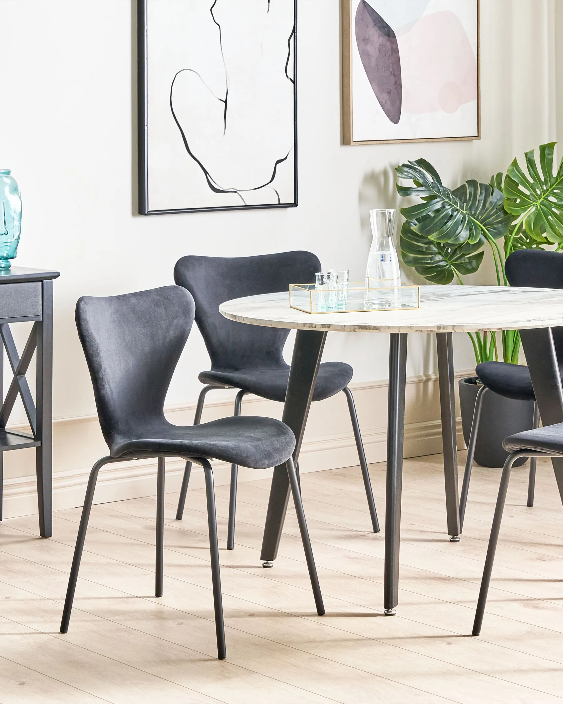 Set of 2 Dining Chairs BOONVILLE Velvet Black_862126