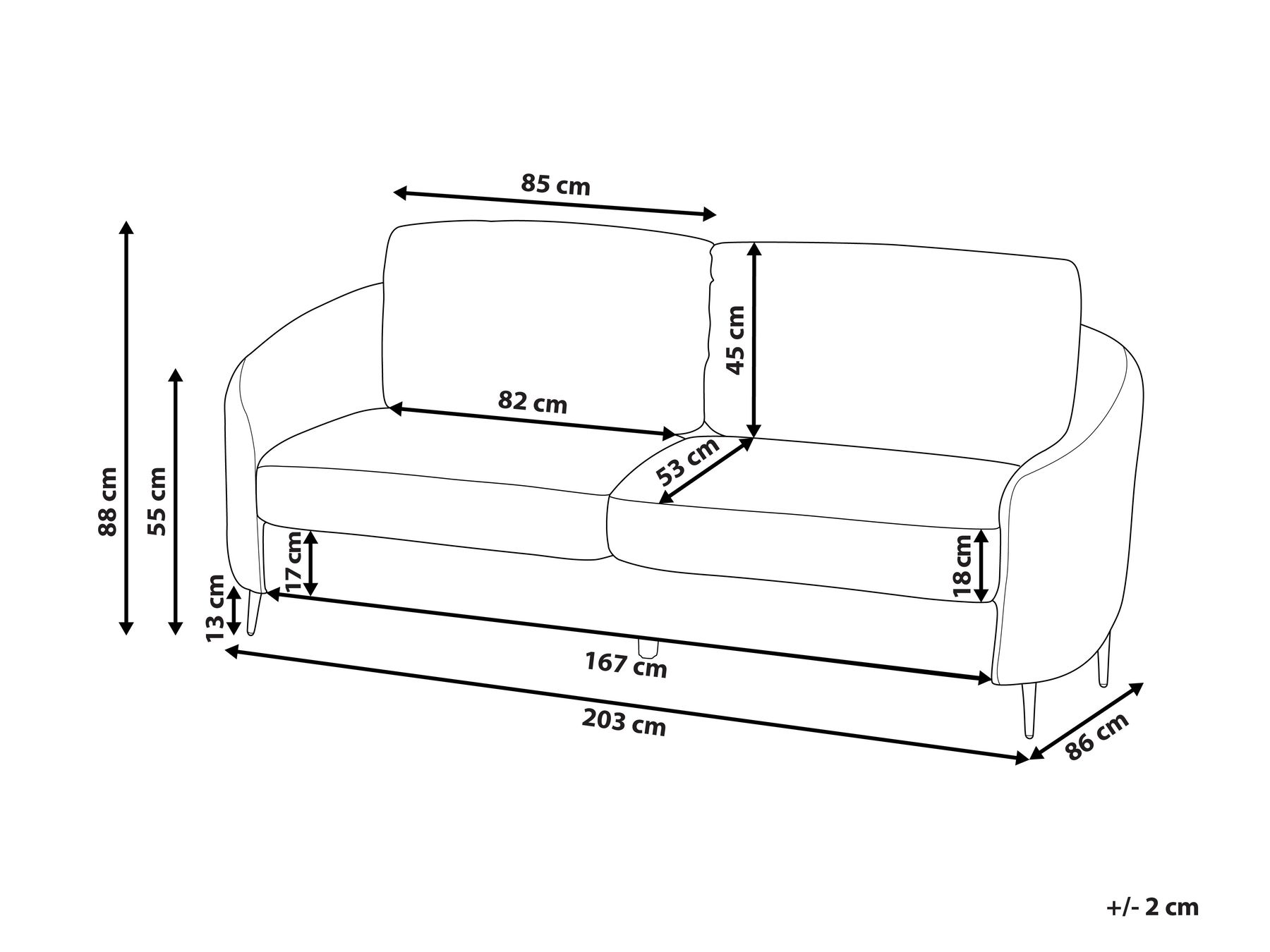 Sofa 3-Sitzer TROSA Stoff Beige_910930