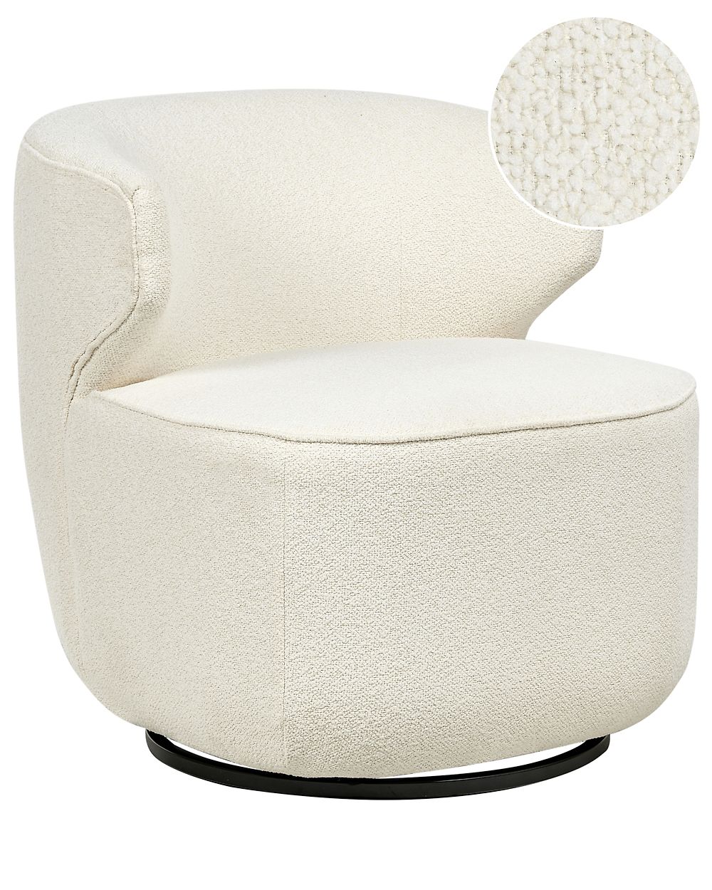 Swivel Armchair MOLLEBY Boucle Off-White