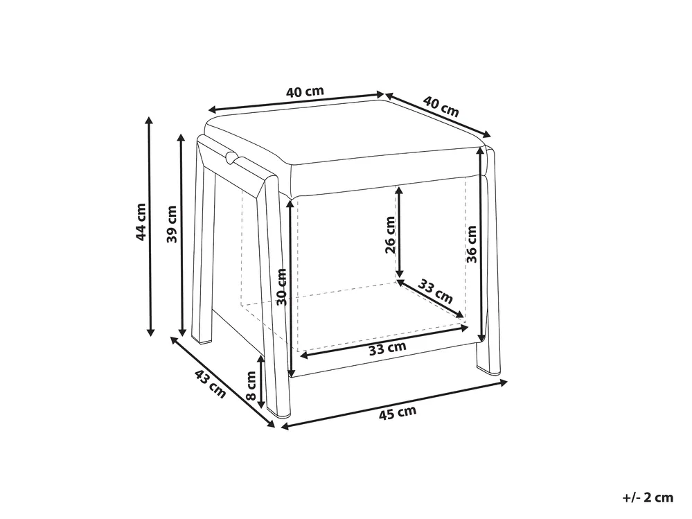 Pouf mit Stauraum EDLAND Stoff 45 cm Burgunderrot_1038448