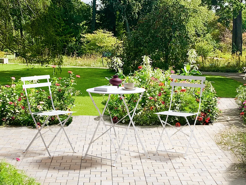 Bistro Set klappbar FIORI Metall Weiß