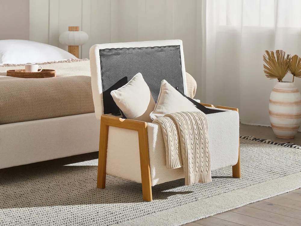 Living Room Set 3 Seater EDLAND with Bench Boucle White_1041139