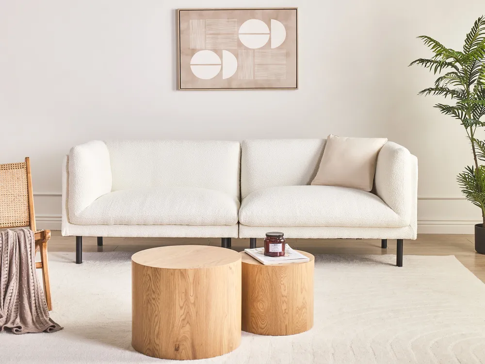 Living Room Set 5 Seater VORGOD Boucle Off-White_999390