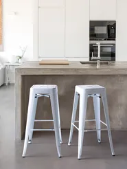 Set of 2 Bar Stools CABRILLO Metal White_701074