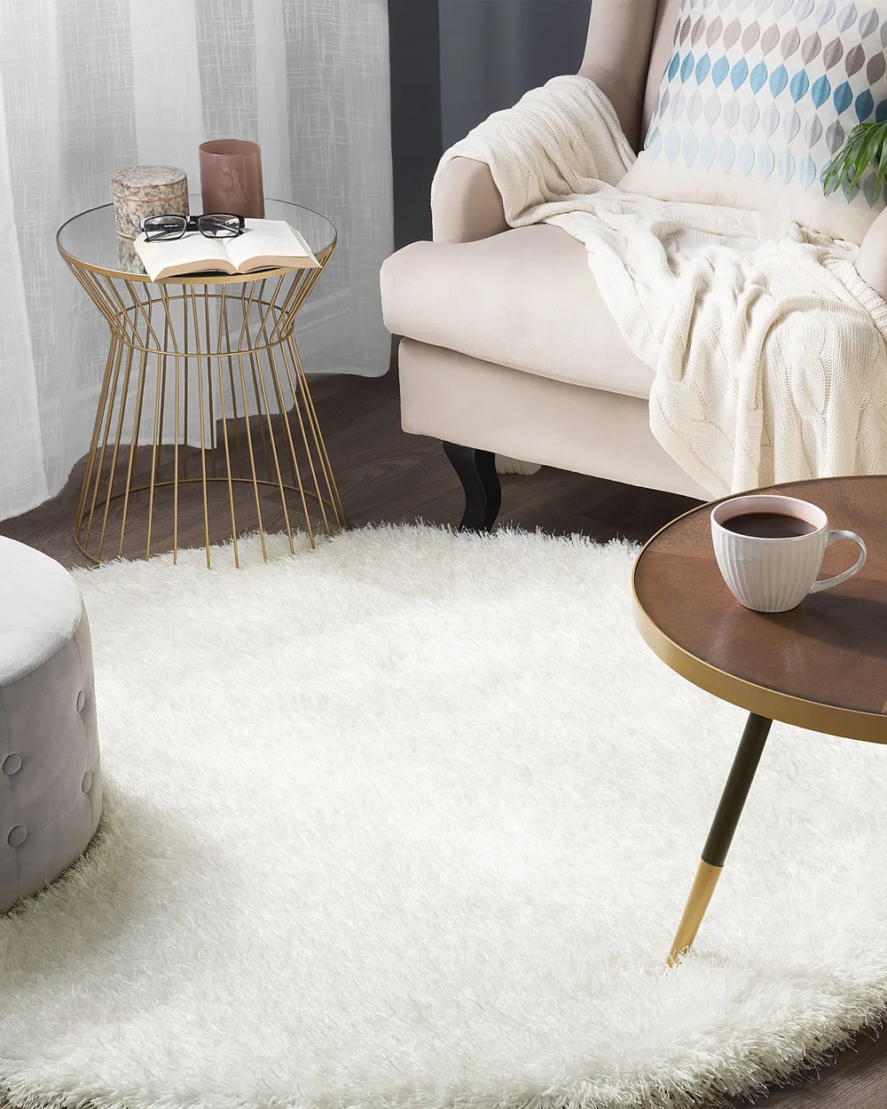 Rug CIDE White ø 140 cm_904474