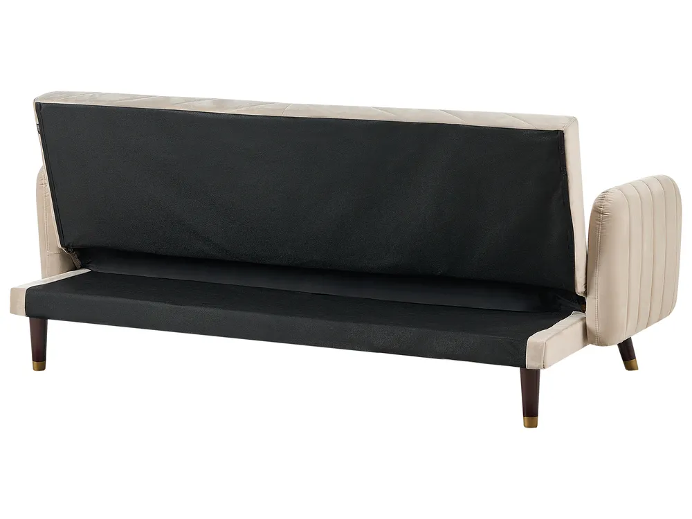 Schlafsofa 3-Sitzer SENJA Samtstoff Beige_787324