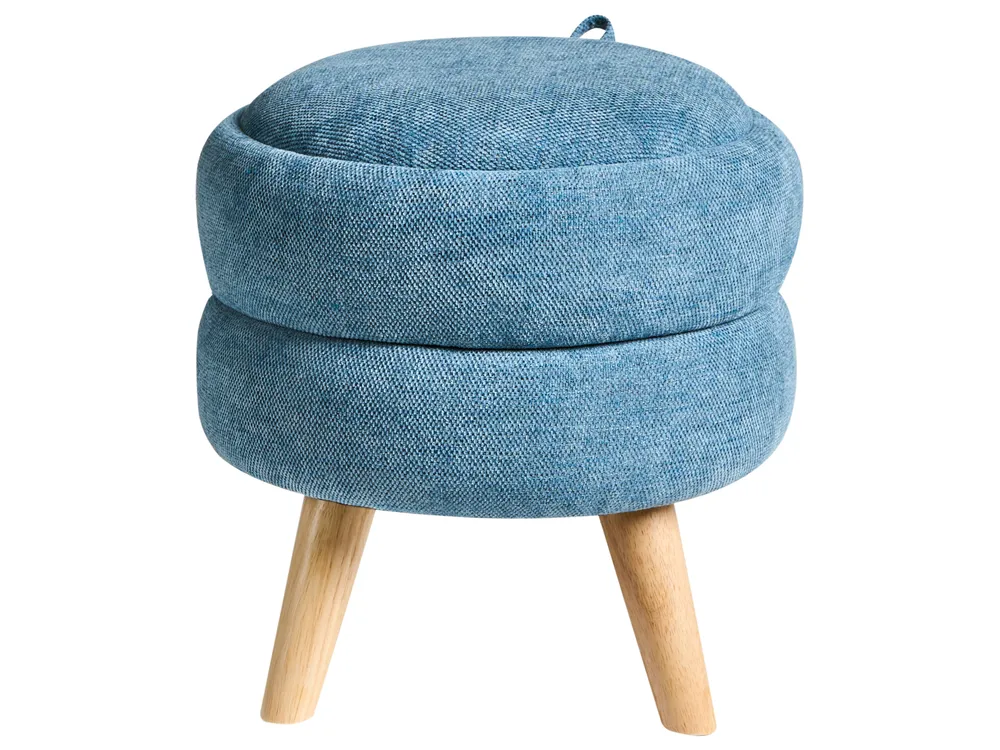 Pouf mit Stauraum HAWLEY Chenillegewebe Blau_996444